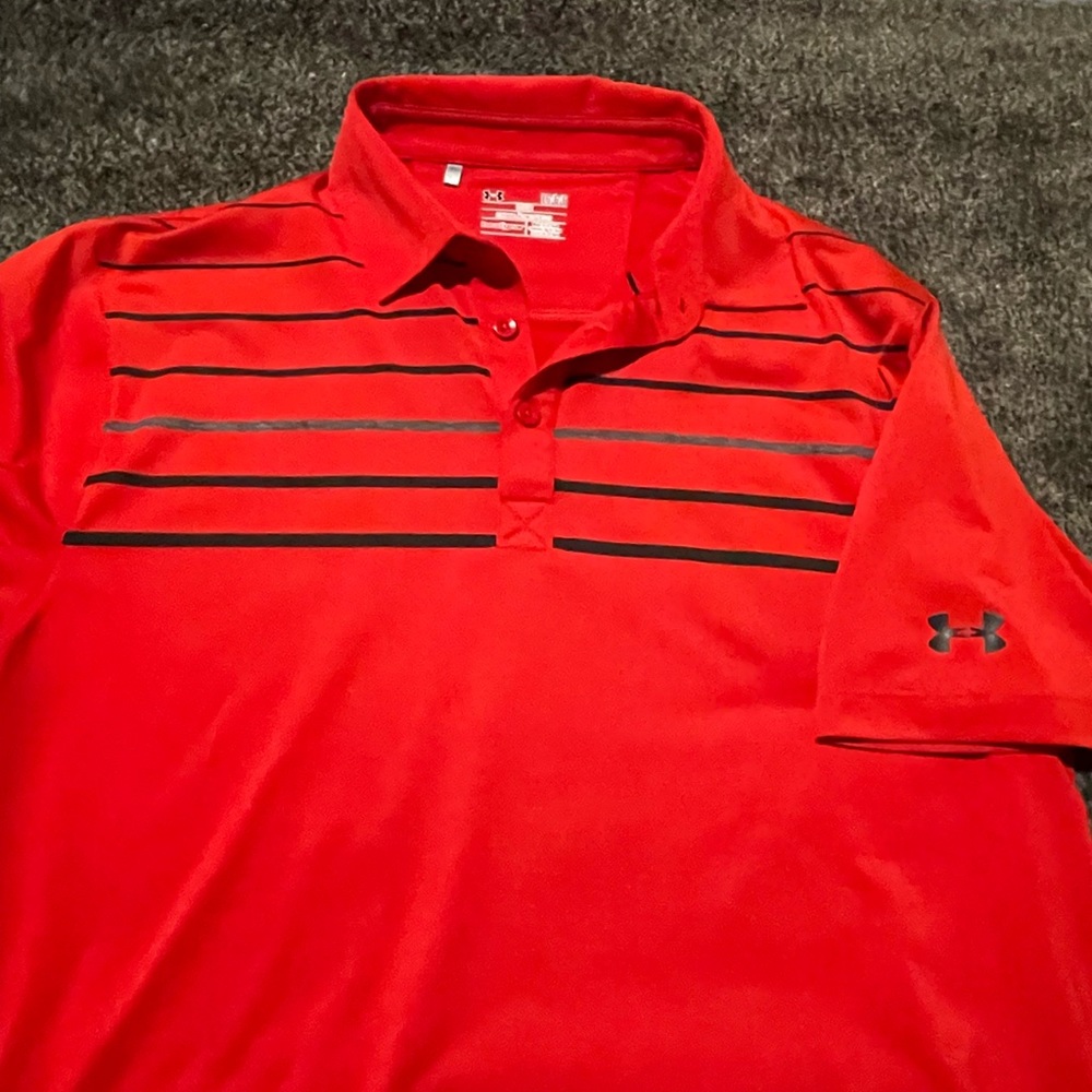 Under armour red golf shirt